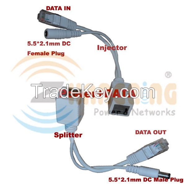 Sell Power Over Ethernet POE injector splitter cable kit