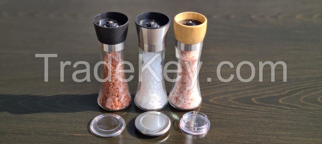 glass bottles with grinder