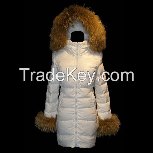 Mon-cler Down Fashion White Fur Cap Women Coats