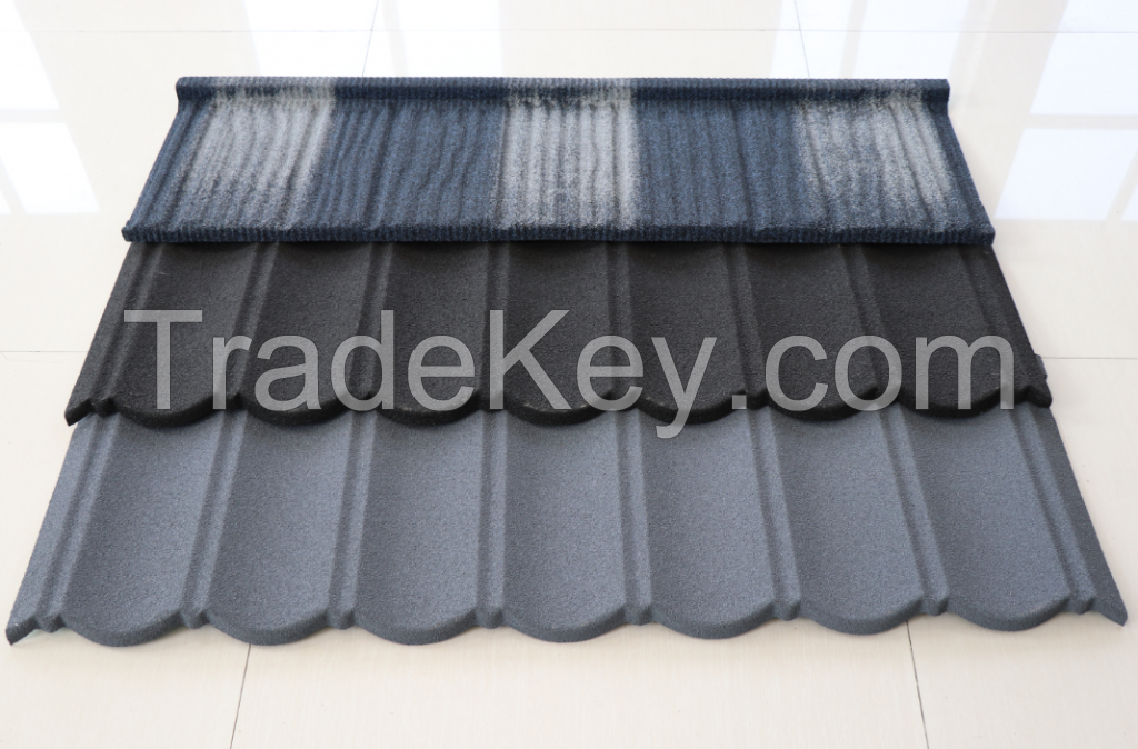 Steel base with zinc-aluminium material sand coated metal roofing tiles