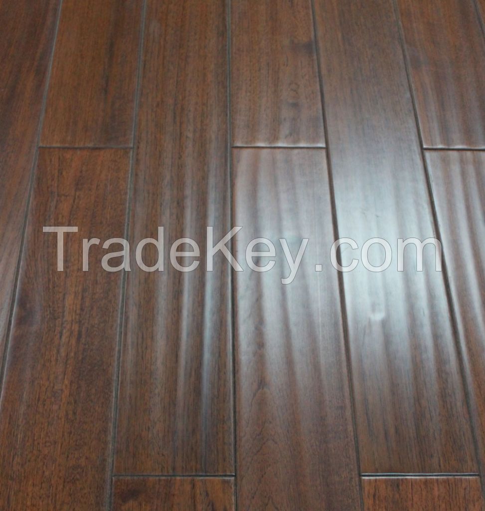 Walnut color handscraped teak engineered wood flooring/Teak Parquet