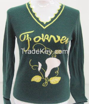 new fashion intarsia knitting woman cashmere sweater