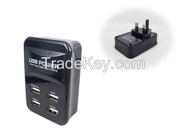 4 Port 4A USB Wall Charger AC Power Adapter For iPhone iPad Samsung Nokia LG