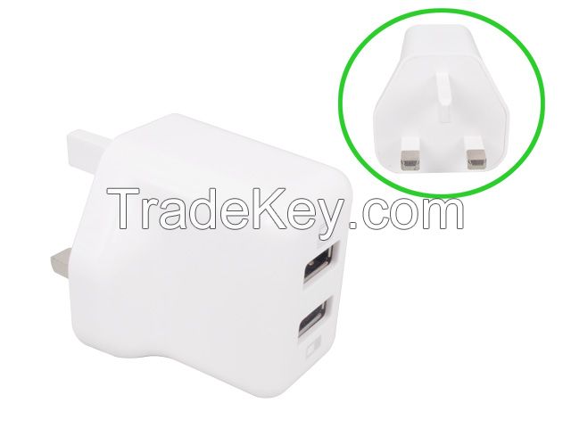 2 USB Port UK Plug 2A AC Power Travel Home Wall Charger Adapter For iPhone Samsung LG HTC