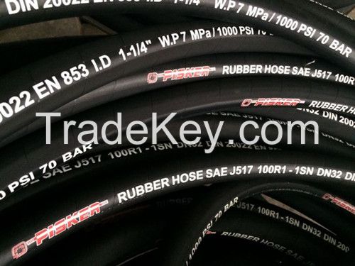 One Wire Braiding Hose SAE100R1AT/DIN EN 8531SN Flexible Hydraulic Rubber Hoses
