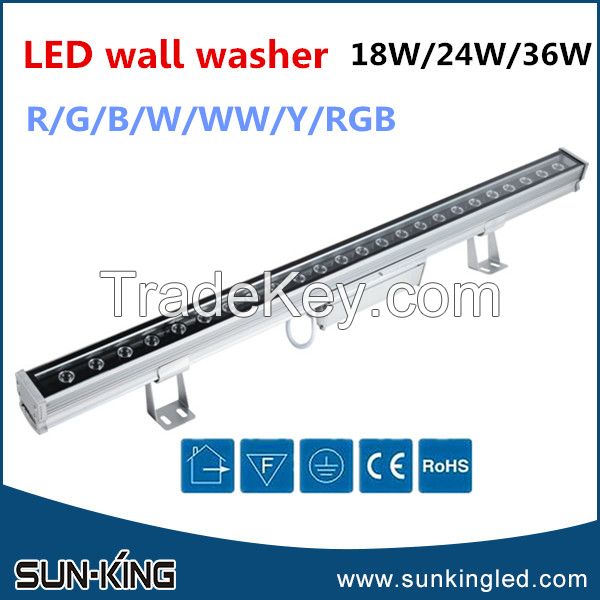 Energy conservation powerful RGB/red/warm white 1M linear led bar wallwasher lamp 24W