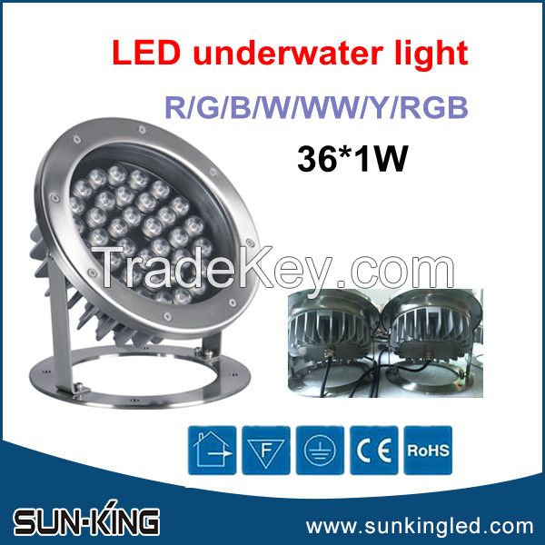 Factory price Autocontrol color rgb led underwater swimming pool light 36W