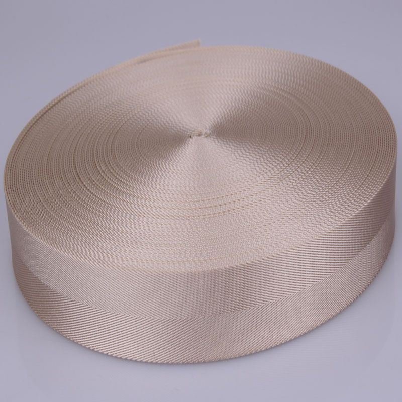 Beige 1 1/2 inch herrinbone nylon webbing for bag