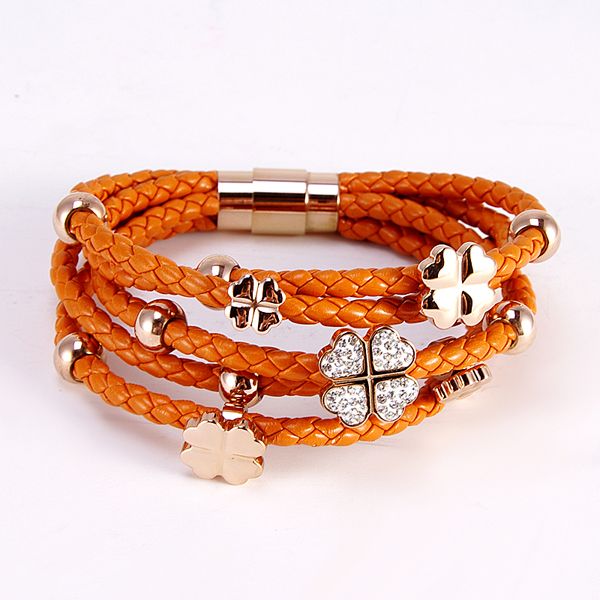 inspirational make braided leather bracelets with magnetic clasp