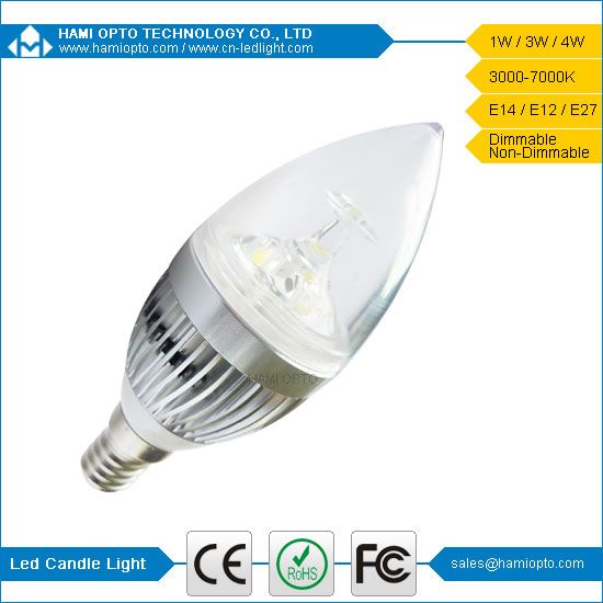 E14 base 3W led candle light with 3 years warranty