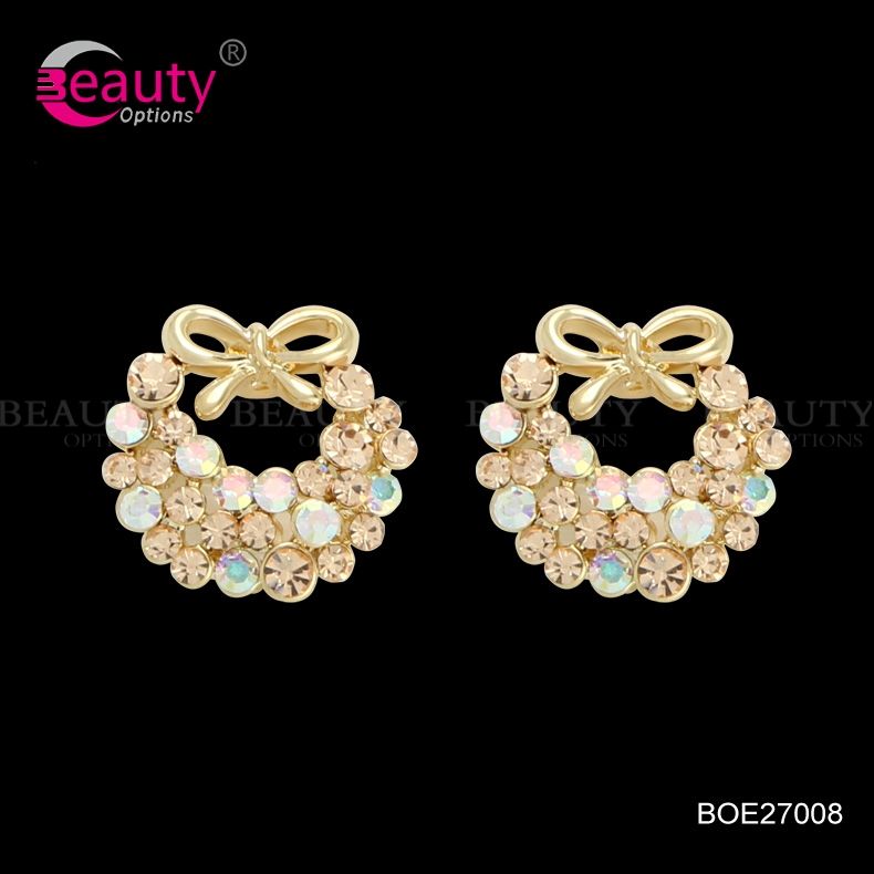 Charming Stylish Shinning Flower Crystal Earrings For Lady