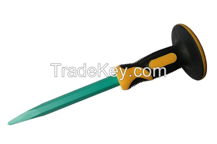 steel chisel tools with double color hand guard/stone chisel factory in China/cold chisel manufacture