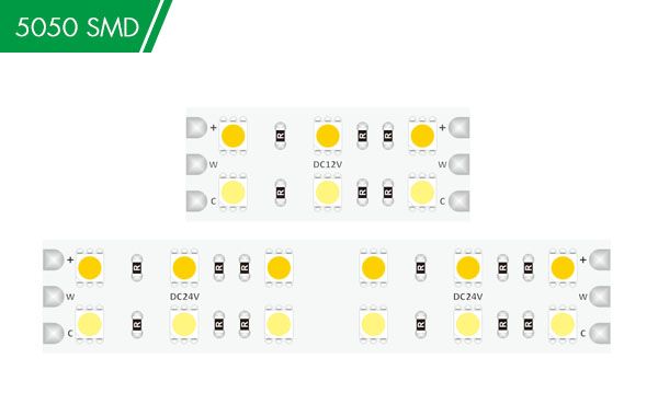 DC12/24V 5050 120LED 20mm White+Warm White