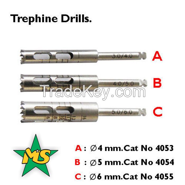 3 Trephine Drills with Irrigation Dental Implant Implants Surgical Tools New