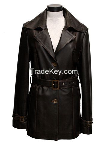 wholesale price sheep leather jacket with fox fur trim for women