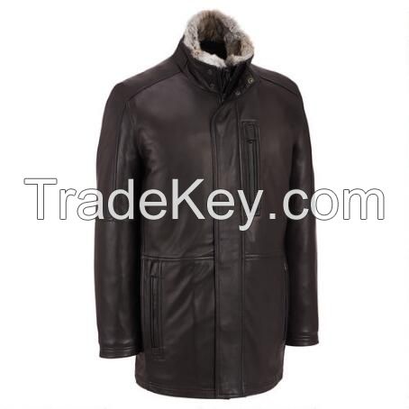 Real Leather Long Coats With Whole-Hide Fox Fur Collar