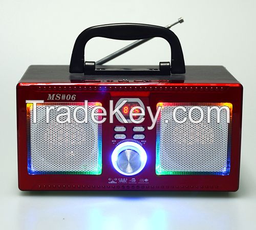 Portable Wooden Box Digital Radio/USB/TF Card/LED light Speaker