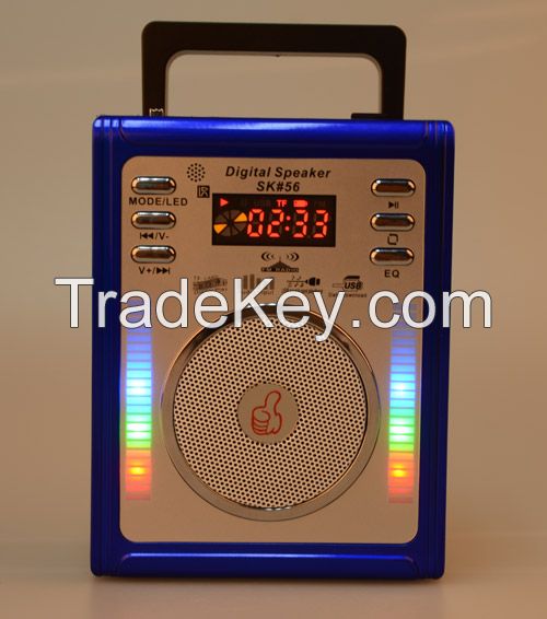 Portable Radio with LED Disco Light, support USB and Micro SD card MP3 Music Play
