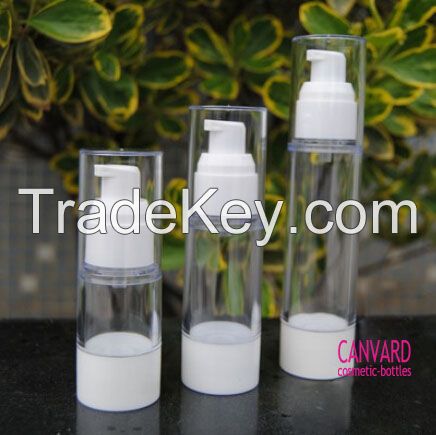 Clear airless pump bottle, airless plastic bottle, airless dispenser bottle