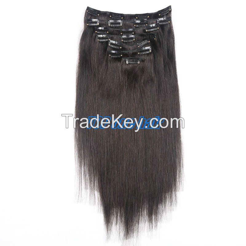 human virgin hair  clip in hair extension 100% human hair extension