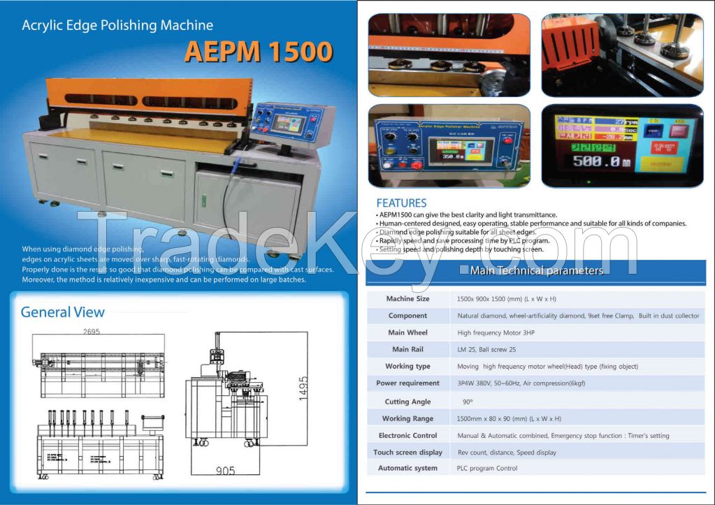 Acryl diamond edge polishing machine Made in Korea