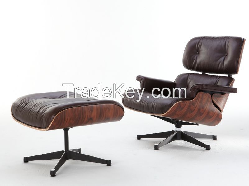 Eames lounge chair with ottoman in Genuine leather
