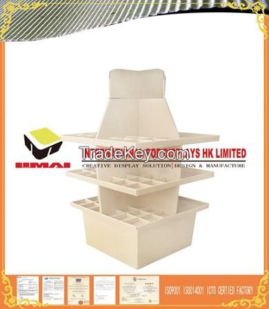 Cardboard material displays rack with inner tray to sit products
