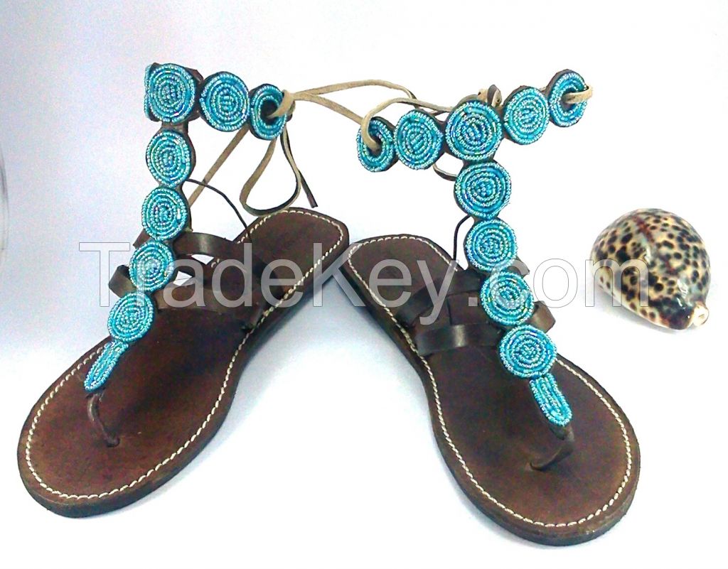 Tie back  leather sandals