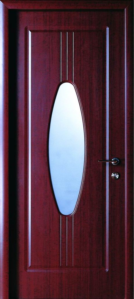 Interior wood door with PVC membrane made from solid wood and MDF
