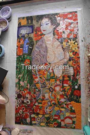 Handcut mosaic panel-Klimt art painting mural