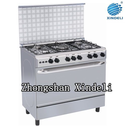 Stainless steel gas cooker with oven