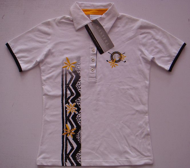 Women's high collar polo shirts embroidery logo