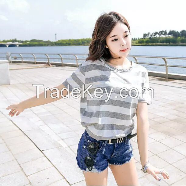 Women's fashion stripe t-shirt manufacturer