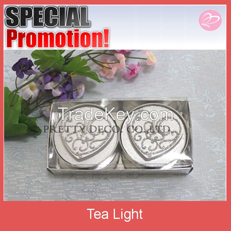 Silver color Heart style wedding favors tealight candles