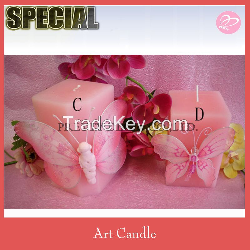 Silk butterfly scented candle for wedding decoration