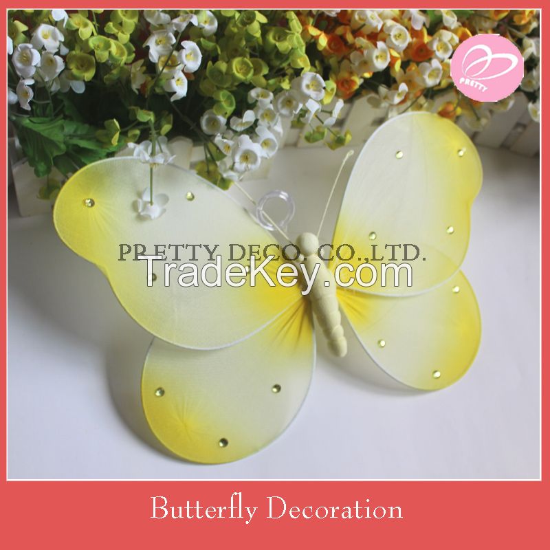 Yellow artificial butterfly garden decoration