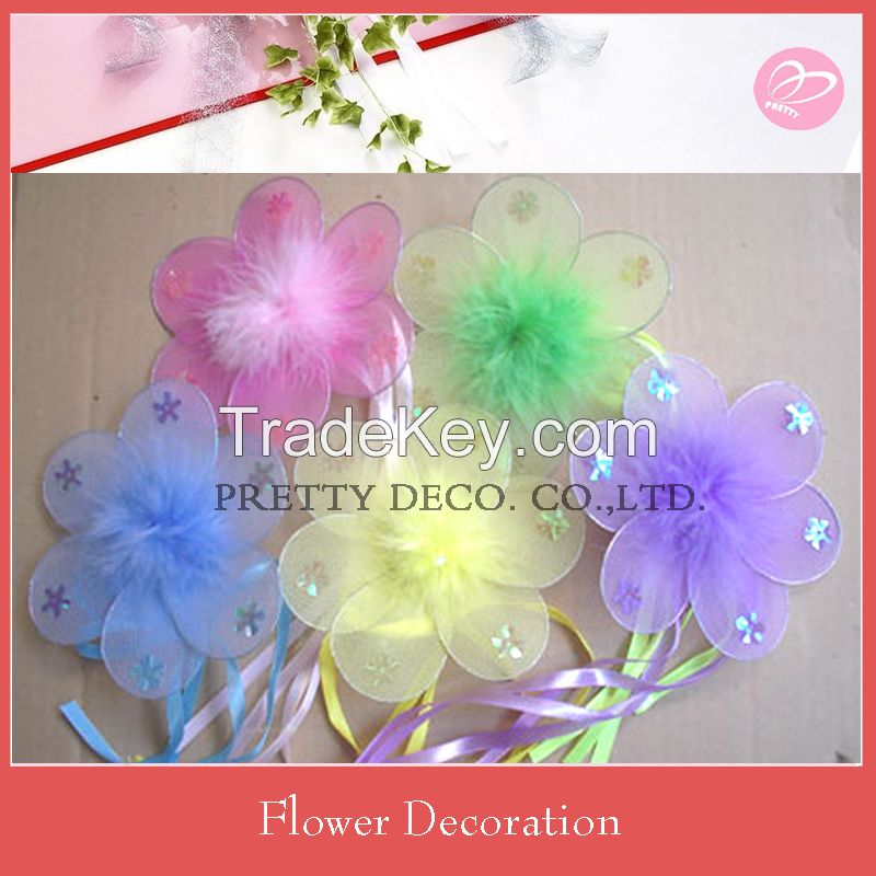 Ribbon silk artifical flower for wedding stage decoration