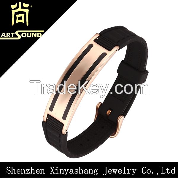 Magnetic mens leather bracelet