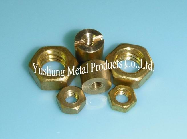 Brass hex jam (thin) nuts in C28000