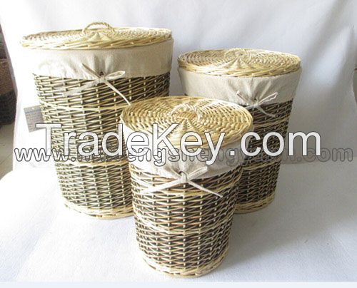 sell wooden tall wicker storage basket set of 3