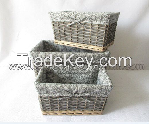 sell wooden gray wicker storage basket set of 3