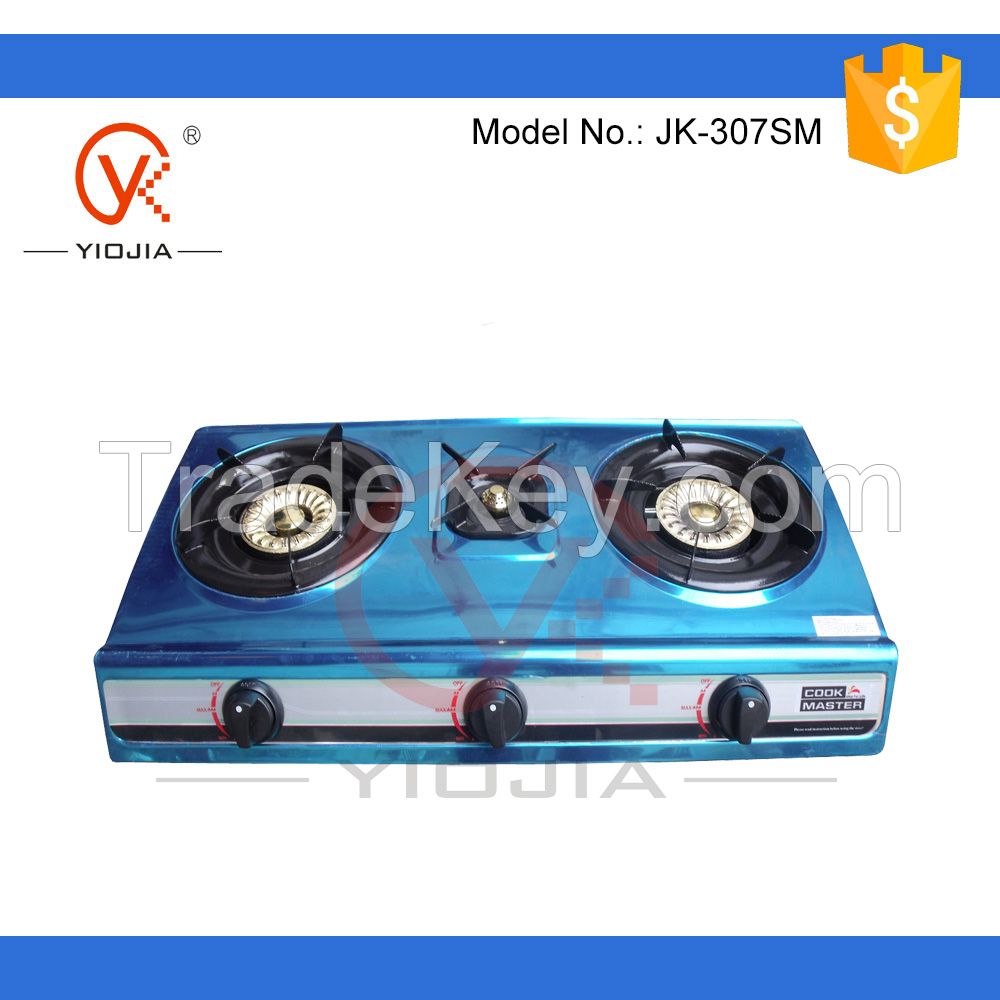 Three Bunrer Table Gas Stove With Stainless Steel Body