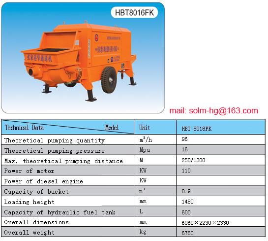 Trailed concrete pump, stationary, cement pump