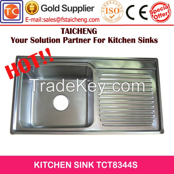 Kitchen Sinks Stainless Steel With Drainboard Topmount Installation Without Faucet Hole