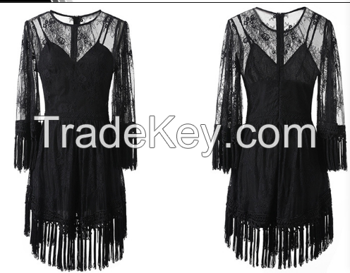 best selling new sexy embroider lace dress