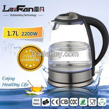 open button on lid electric glass kettle