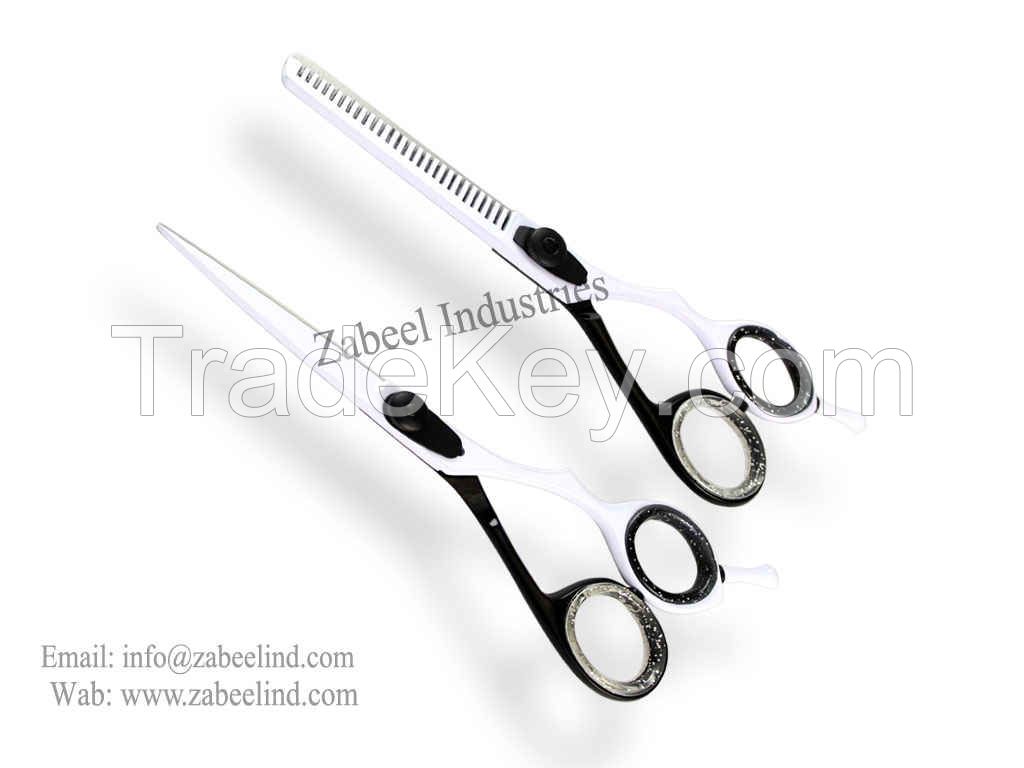Professional Barber White & Black Scissors Set By Zabeel Industries
