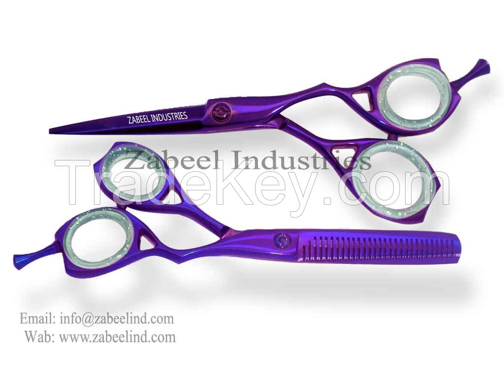 Professional Hair Cutting Salon Barber Purple Shear/Scissors and Thinners Set By Zabeel Industries