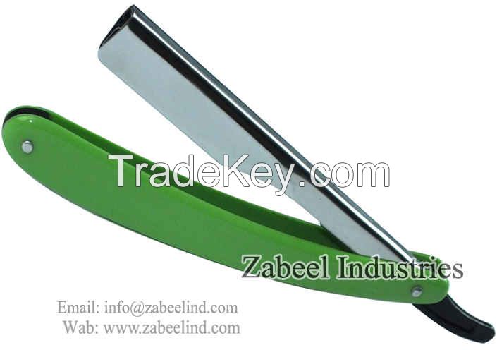Professional Barber Shaving Razor Silver & Green / Replaceable Blade Straight Razor By Zabeel Industries