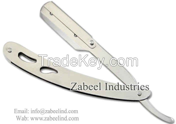 Professional Barber Straight Cut Throat Silver Shaving Razors  / Replaceable Blade Straight Razor By Zabeel Industries